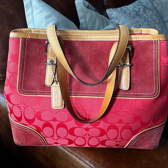 Authentic Red Coach satchel - Picture 1 of 5